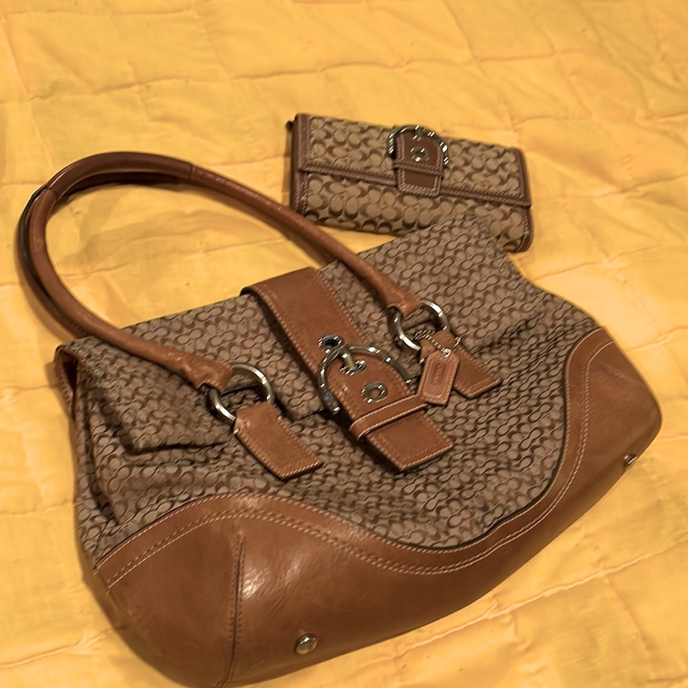 Vintage Signature Coach Purse and Wallet Set - Picture 1 of 7